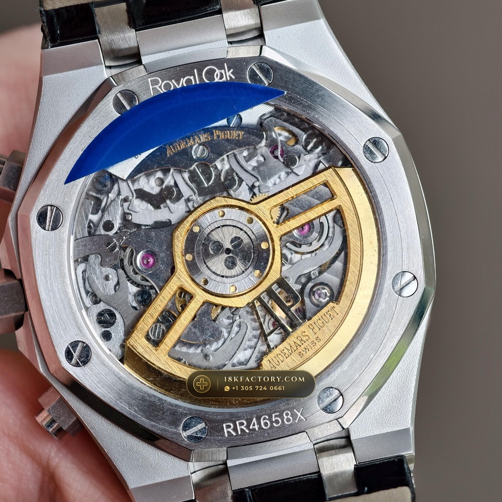 Audemars Piguet Royal Oak Selfwinding Chronograph 41mm Diamond-Set Bezel 18K White Gold Ref. 26240BC.SS.1320BC.01 — XRF Certified Edition — Studio Gallery Plate VII in 18K White Gold Au750 (158.7g Verified Mass, Audemars Piguet Cal. 4401 Flyback Chronograph)