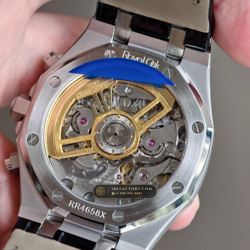 Audemars Piguet Royal Oak Selfwinding Chronograph 41mm Diamond-Set Bezel 18K White Gold Ref. 26240BC.SS.1320BC.01 — XRF Certified Edition — Studio Gallery Plate VIII in 18K White Gold Au750 (158.7g Verified Mass, Audemars Piguet Cal. 4401 Flyback Chronograph)