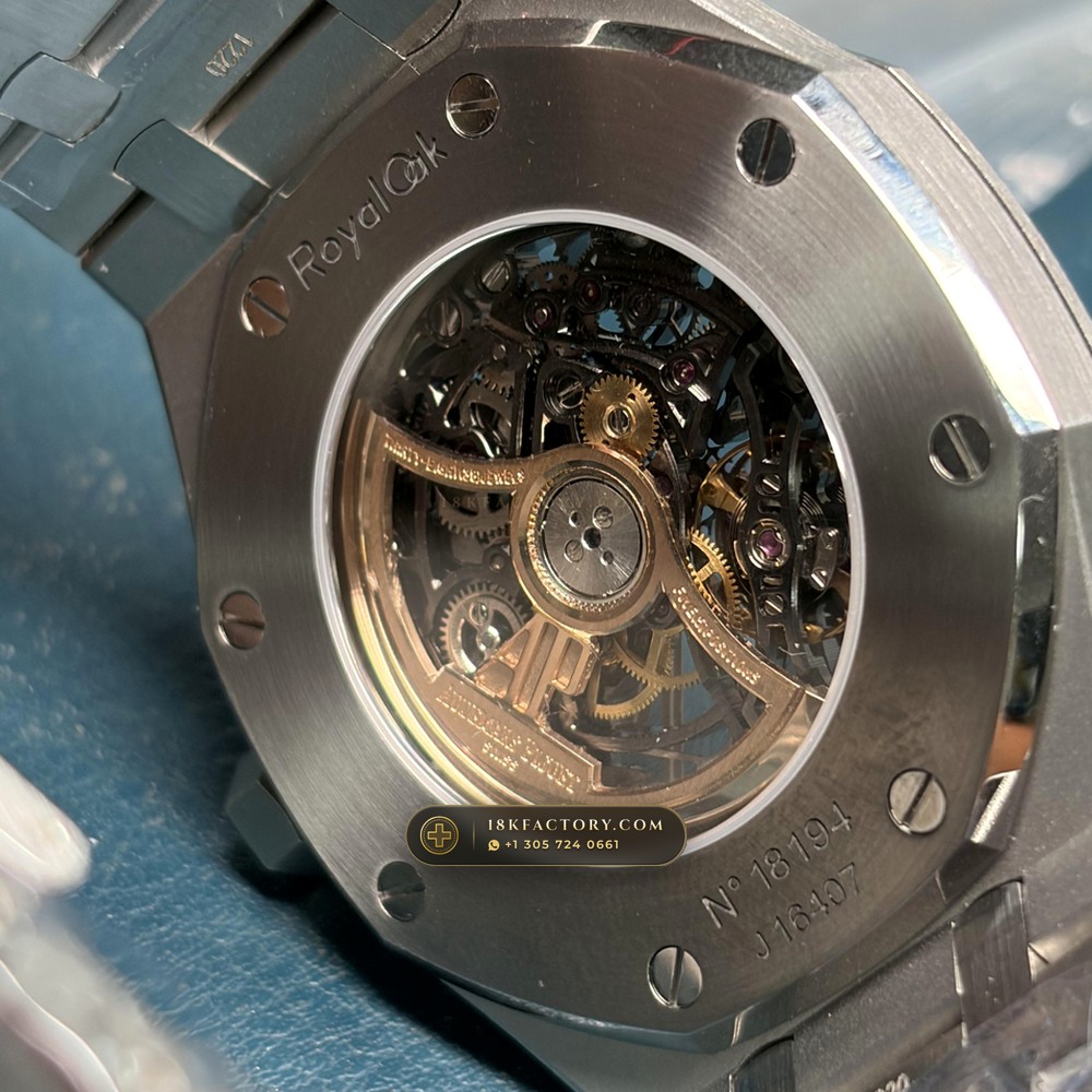 Audemars Piguet Royal Oak Double Balance Wheel Openworked 41mm Geneva Atelier Spec Ref. 15407ST.OO.1220ST.01 — XRF Certified Edition — Studio Gallery Plate IX in 904L Stainless Steel Custom Architecture (162.4g Verified Mass, Audemars Piguet Cal. 3132 Dual-Balance Openworked)