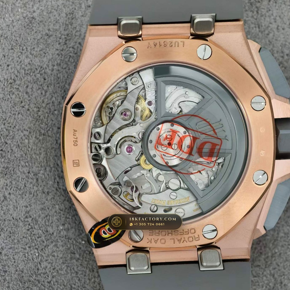 Audemars Piguet Royal Oak Offshore Selfwinding Chronograph 43mm 18K Rose Gold Ref. 26420OI.OO.A015VE.01 — XRF Certified Edition — Studio Gallery Plate VII in 18K Rose Gold Au750 (184.3g Verified Mass, Audemars Piguet Cal. 4401 Flyback Chronograph)