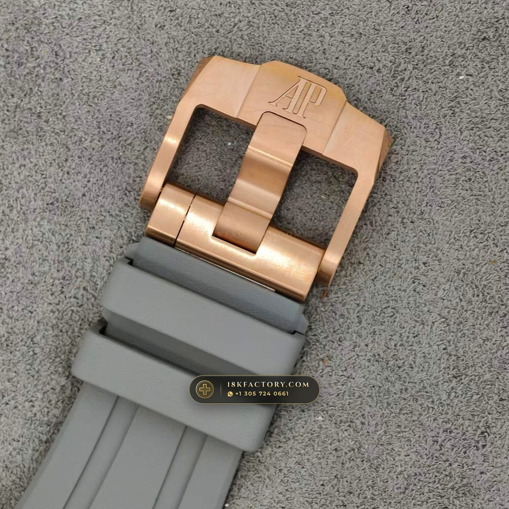 Audemars Piguet Royal Oak Offshore Selfwinding Chronograph 43mm 18K Rose Gold Ref. 26420OI.OO.A015VE.01 — XRF Certified Edition — Studio Gallery Plate VIII in 18K Rose Gold Au750 (184.3g Verified Mass, Audemars Piguet Cal. 4401 Flyback Chronograph)