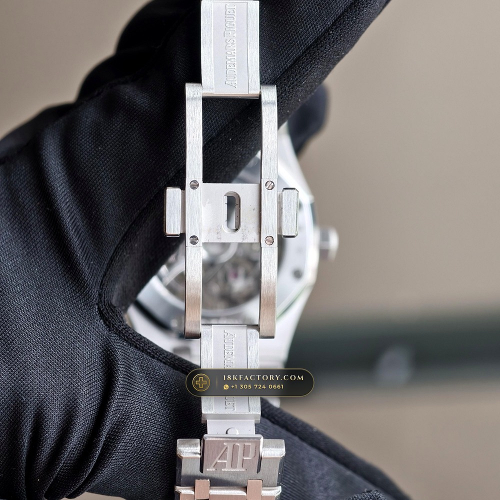 Audemars Piguet Royal Oak Double Balance Wheel Openworked 37mm 18K White Gold 5-Axis CNC Case Ref. 15467BC.OO.1256BC.01 — XRF Certified Edition — Studio Gallery Plate VII in 18K White Gold Au750 (184.4g Verified Mass, Audemars Piguet Cal. 3132 Dual-Balance Openworked)