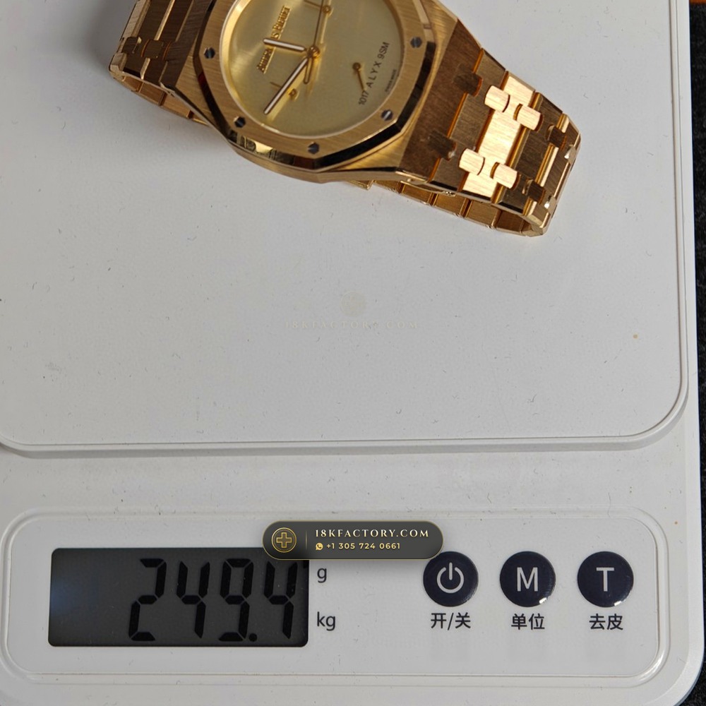 Audemars Piguet Royal Oak Selfwinding Chronograph 41mm 18K Yellow Gold Ref. 26240BA.OO.1320BA.01 — XRF Certified Edition — Studio Gallery Plate IX in 18K Yellow Gold Au750 (246.0g Verified Mass, Audemars Piguet Cal. 4401 Flyback Chronograph)