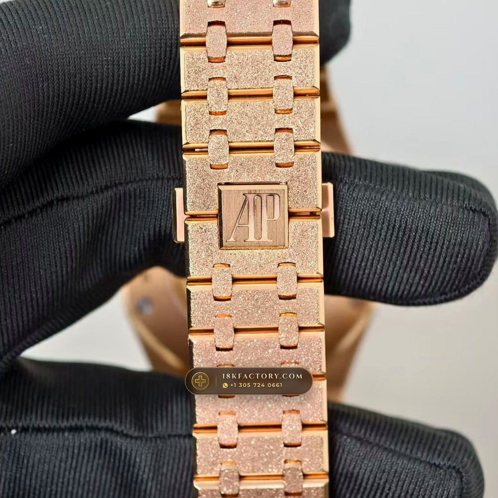 Audemars Piguet Royal Oak Double Balance Wheel Openworked 41mm Rainbow Sapphire Bezel 18K Rose Gold Ref. 15412OR.YG.1224OR.01 — XRF Certified Edition — Studio Gallery Plate VII in 18K Rose Gold Au750 (224.4g Verified Mass, Audemars Piguet Cal. 3132 Dual-Balance Openworked)