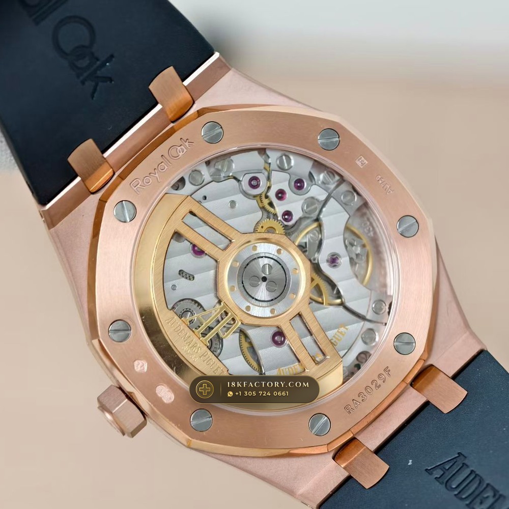 Audemars Piguet Royal Oak Selfwinding 41mm 18K Rose Gold Custom Tapestry Dial Deep Crystal Optics Ref. 15500OR.OO.D002CR.01 — XRF Certified Edition — Studio Gallery Plate VII in 18K Rose Gold Au750 (138.1g Verified Mass, Audemars Piguet Cal. 4302 - 70h Power Reserve)