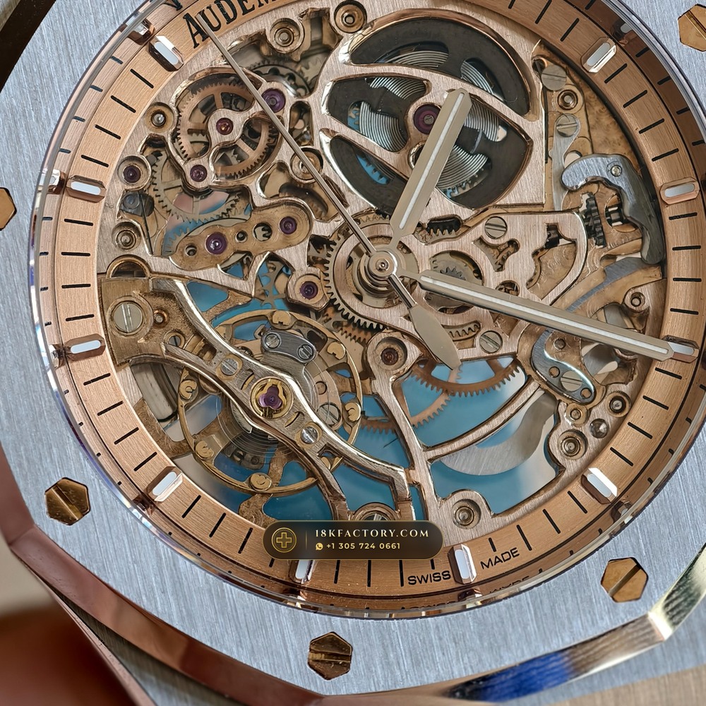 Audemars Piguet Royal Oak Double Balance Wheel Openworked 41mm Salmon Dial Ref. 15407ST.OO.1220ST.02 — XRF Certified Edition — Studio Gallery Plate VII in 904L Stainless Steel Custom Architecture (162.1g Verified Mass, Audemars Piguet Cal. 3132 Dual-Balance Openworked)