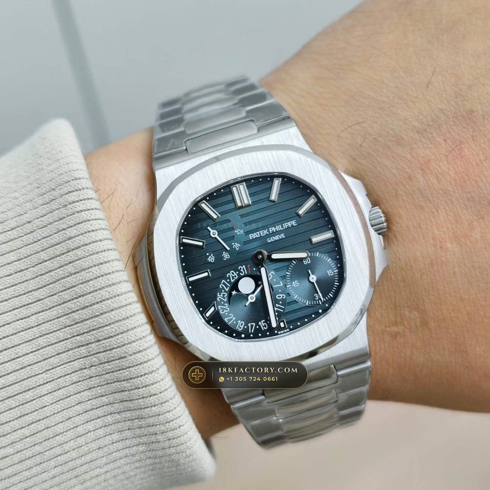 Patek Philippe Nautilus Moonphase & Power Reserve Chronometer Regulated Spec Ref. 5712/1A — XRF Certified Edition — Studio Gallery Plate IX in 904L Stainless Steel Custom Architecture (116.1g Verified Mass, Patek Philippe Cal. 240 PS IRM C LU - 22K Gold Micro-Rotor)