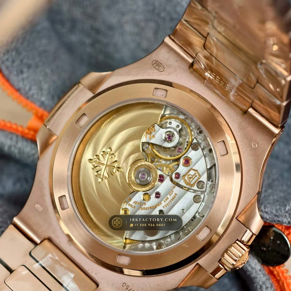 Patek Philippe Nautilus Self-Winding 18K Rose Gold Ref. 5711R — XRF Certified Edition — Studio Gallery Plate VII in 18K Rose Gold Au750 (115.1g Verified Mass, Patek Philippe Cal. 26-330 S C / Cal. 324 S C - 21K Gold Rotor)
