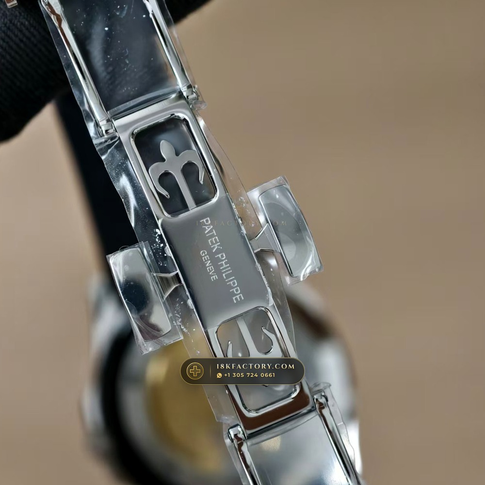 Patek Philippe Aquanaut Jumbo 42.2mm 18K White Gold Hand-Finished Buff Dial 5-Axis CNC Case Ref. 5168G — XRF Certified Edition — Studio Gallery Plate VII in 18K White Gold Au750 (120.2g Verified Mass, Patek Philippe Cal. 324 S C - 21K Gold Rotor)