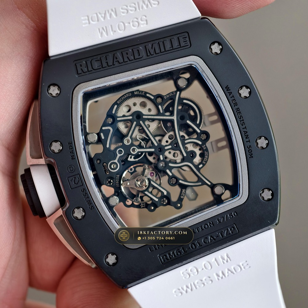 Richard Mille RM 61-01 Yohan Blake Asymmetric 5-Axis CNC Case — XRF Certified Edition — Studio Gallery Plate VII in Carbon TPT & Grade 5 Titanium (55.1g Verified Mass, Richard Mille Cal. RMUL2 Free-Sprung Skeleton)