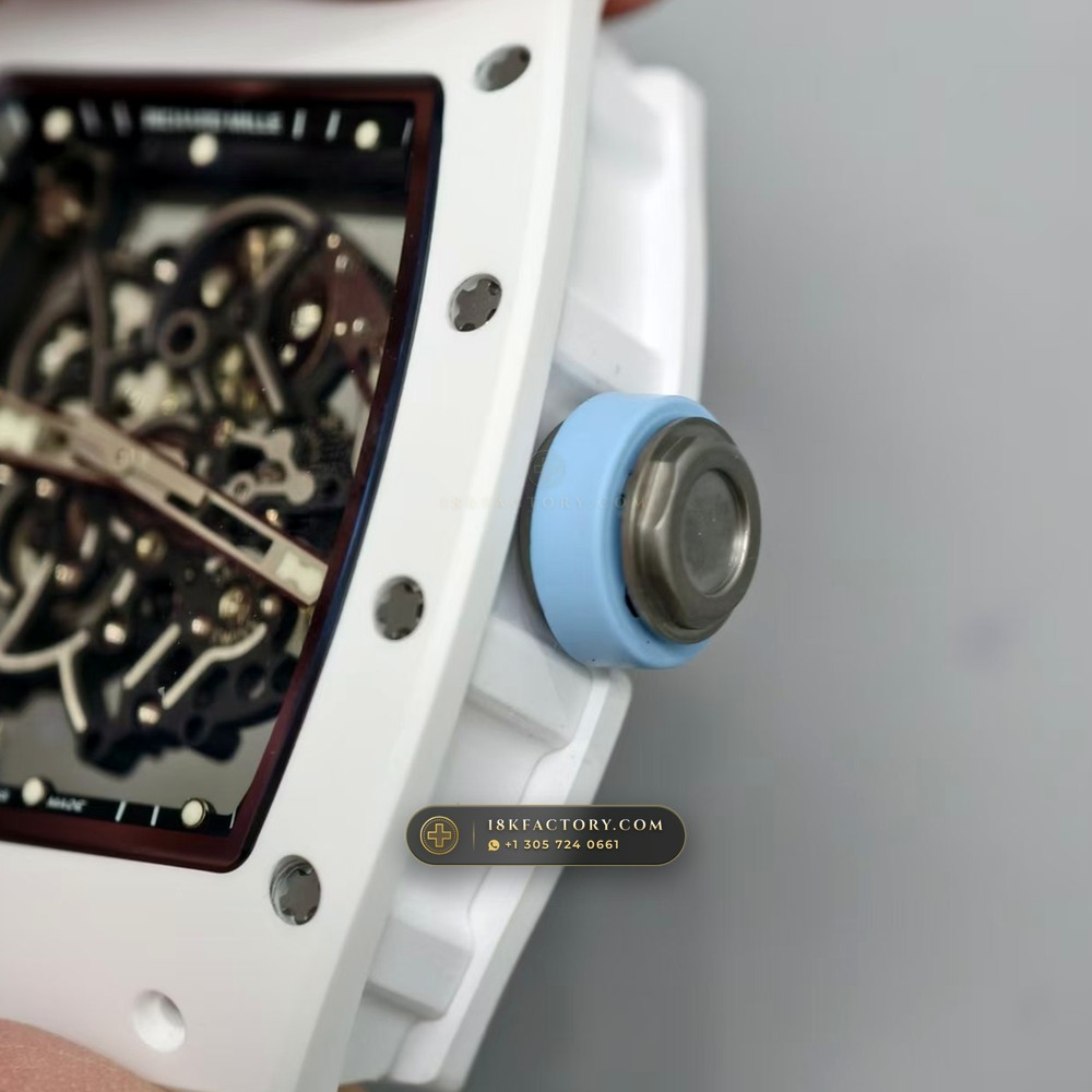 Richard Mille RM 055 Bubba Watson Manual Winding 5-Axis CNC Case — XRF Certified Edition — Studio Gallery Plate IX in ATZ White Ceramic & Grade 5 Titanium (66.2g Verified Mass, Richard Mille Cal. RMUL2 Grade 5 Titanium Skeleton)