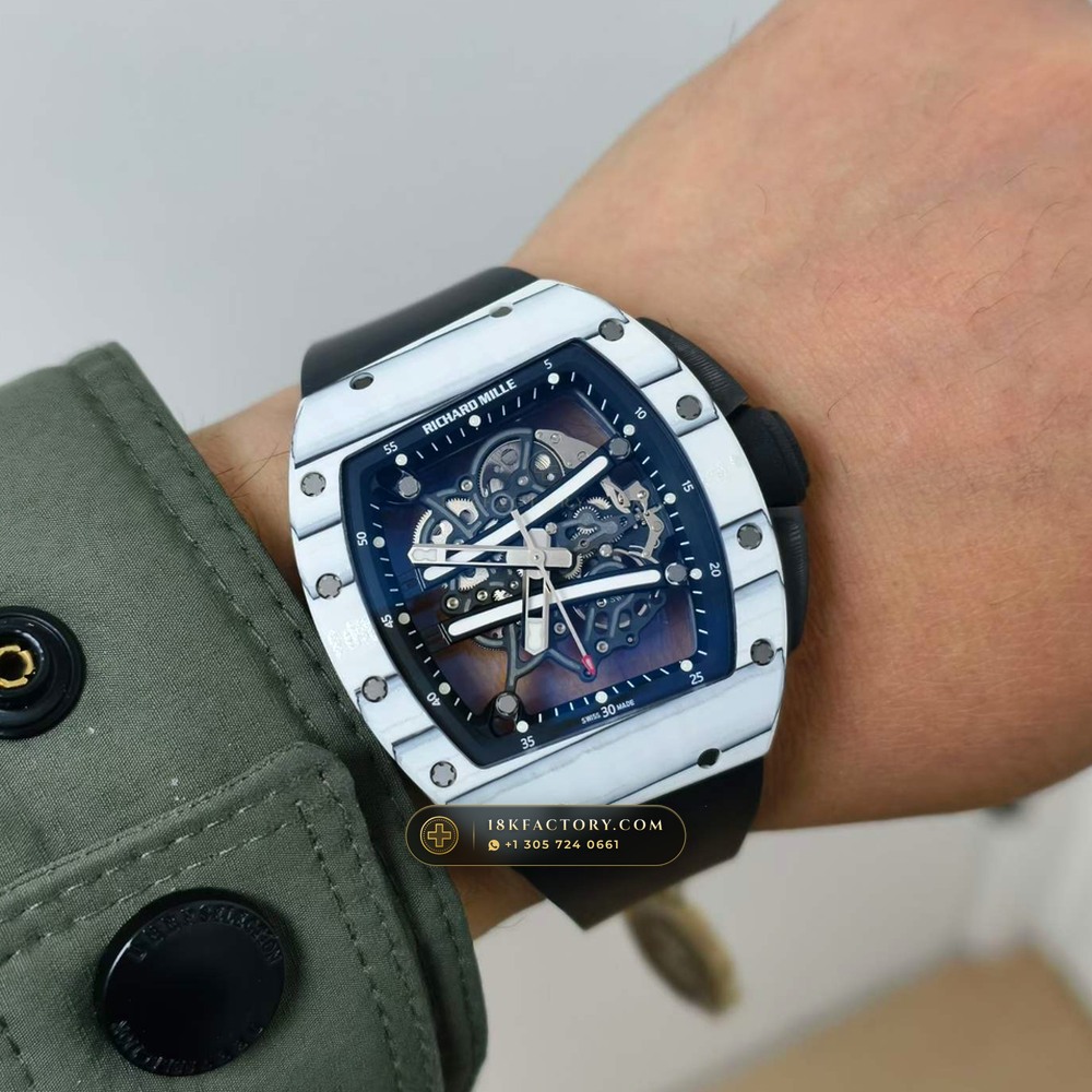 Richard Mille RM 61-01 Yohan Blake Asymmetric White Quartz TPT — XRF Certified Edition — Studio Gallery Plate IX in Carbon TPT & Grade 5 Titanium (55.3g Verified Mass, Richard Mille Cal. RMUL2 Free-Sprung Skeleton)