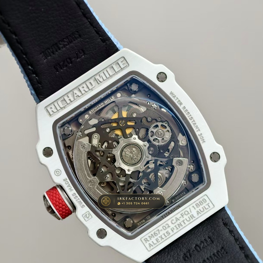 Richard Mille RM 67-02 Automatic Extra-Flat White Quartz TPT — XRF Certified Edition — Studio Gallery Plate VII in Carbon TPT & Grade 5 Titanium (33.4g Verified Mass, Richard Mille Cal. CRMA7 Skeletonized Titanium)