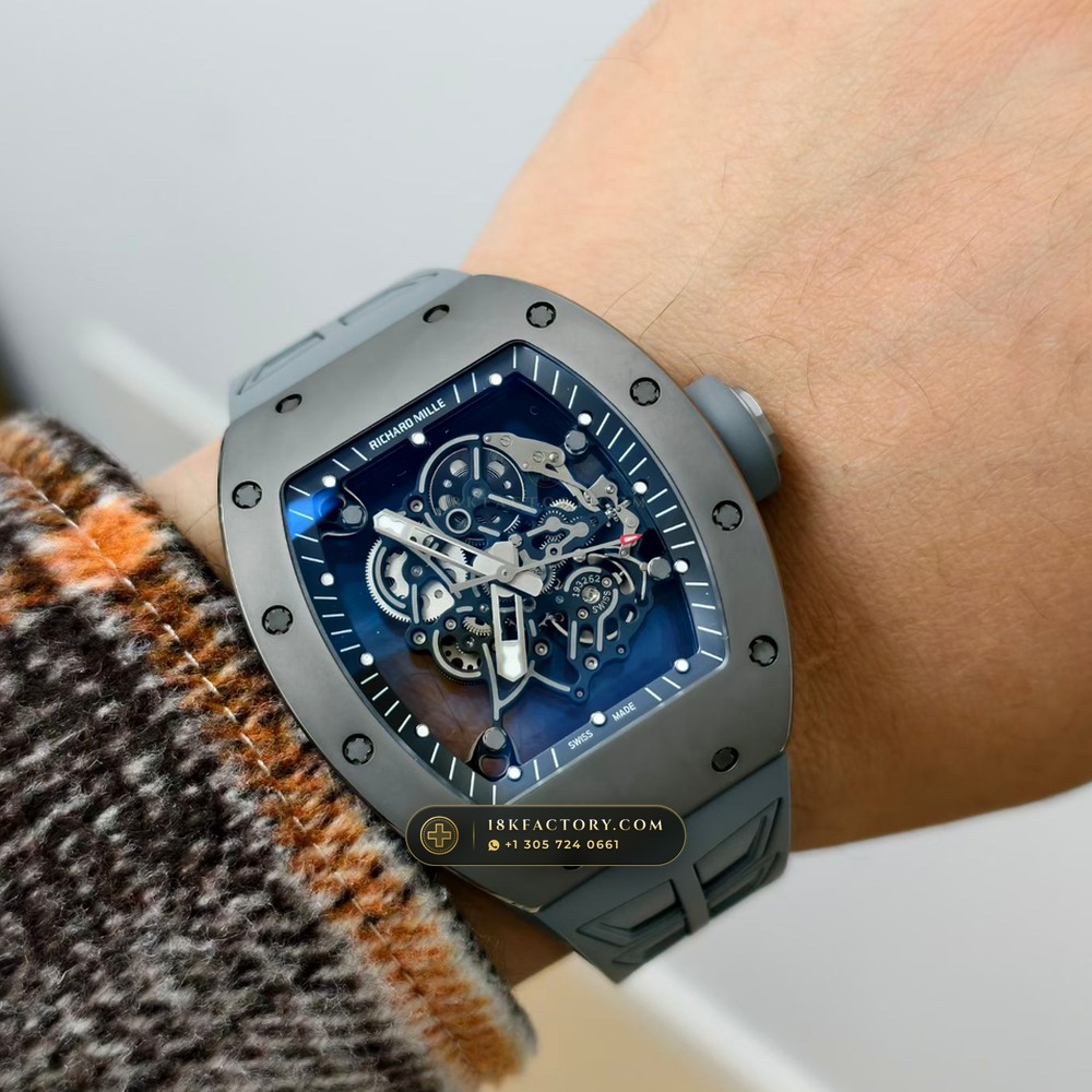 Richard Mille RM 055 Bubba Watson Manual Winding Geneva Atelier Spec — XRF Certified Edition — Studio Gallery Plate IX in ATZ White Ceramic & Grade 5 Titanium (66.3g Verified Mass, Richard Mille Cal. RMUL2 Grade 5 Titanium Skeleton)