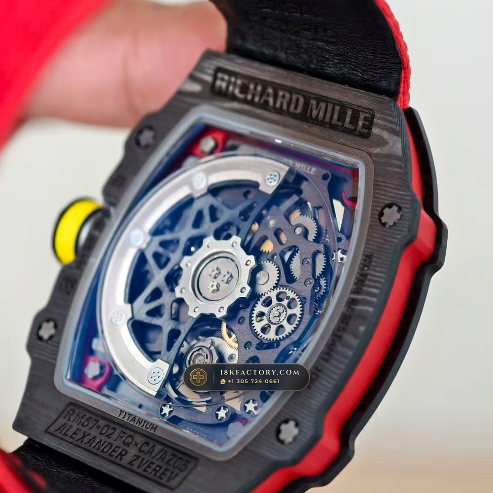 Richard Mille RM 67-02 Automatic Extra-Flat Alexander Zverev Carbon TPT — XRF Certified Edition — Studio Gallery Plate VII in Carbon TPT & Grade 5 Titanium (33.4g Verified Mass, Richard Mille Cal. CRMA7 Skeletonized Titanium)