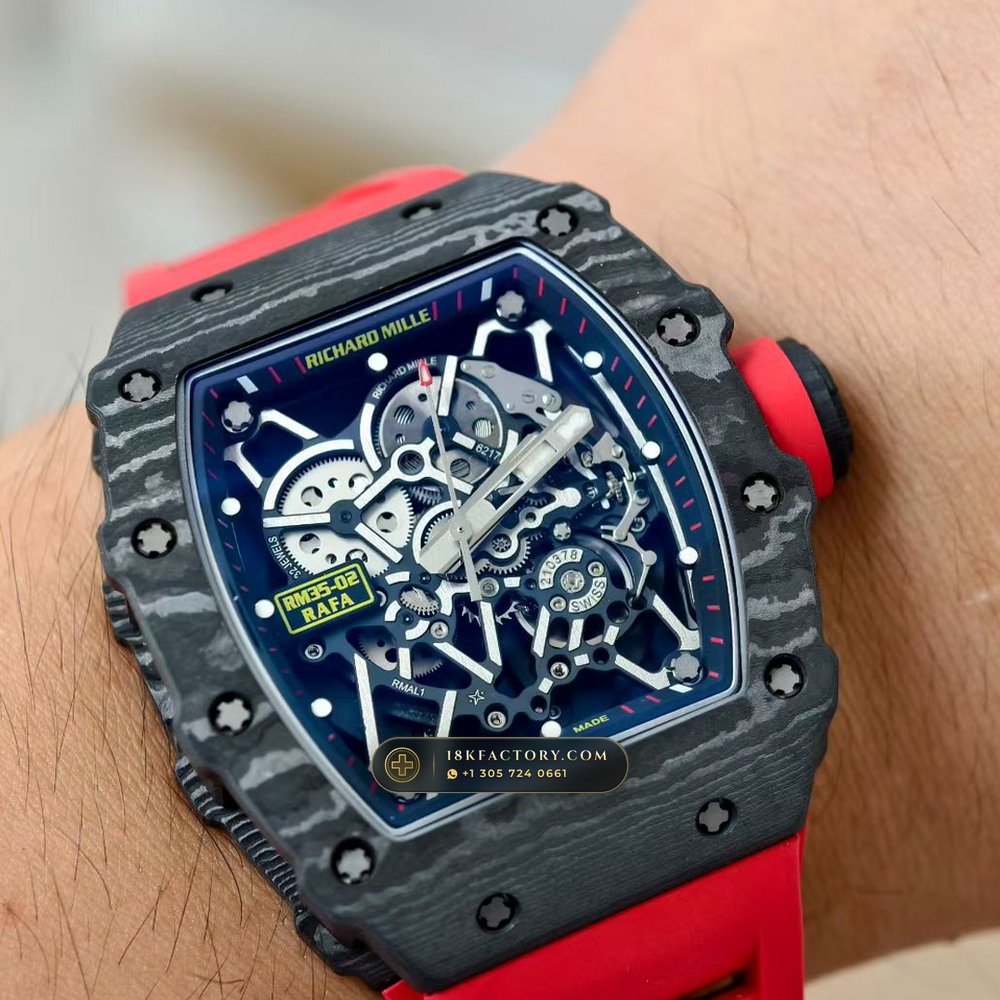 Richard Mille RM 35-02 Rafael Nadal Automatic 5-Axis CNC Case — XRF Certified Edition — Studio Gallery Plate VIII in Carbon TPT & Grade 5 Titanium (50.3g Verified Mass, Richard Mille Cal. RMAL1 Variable-Geometry Rotor)
