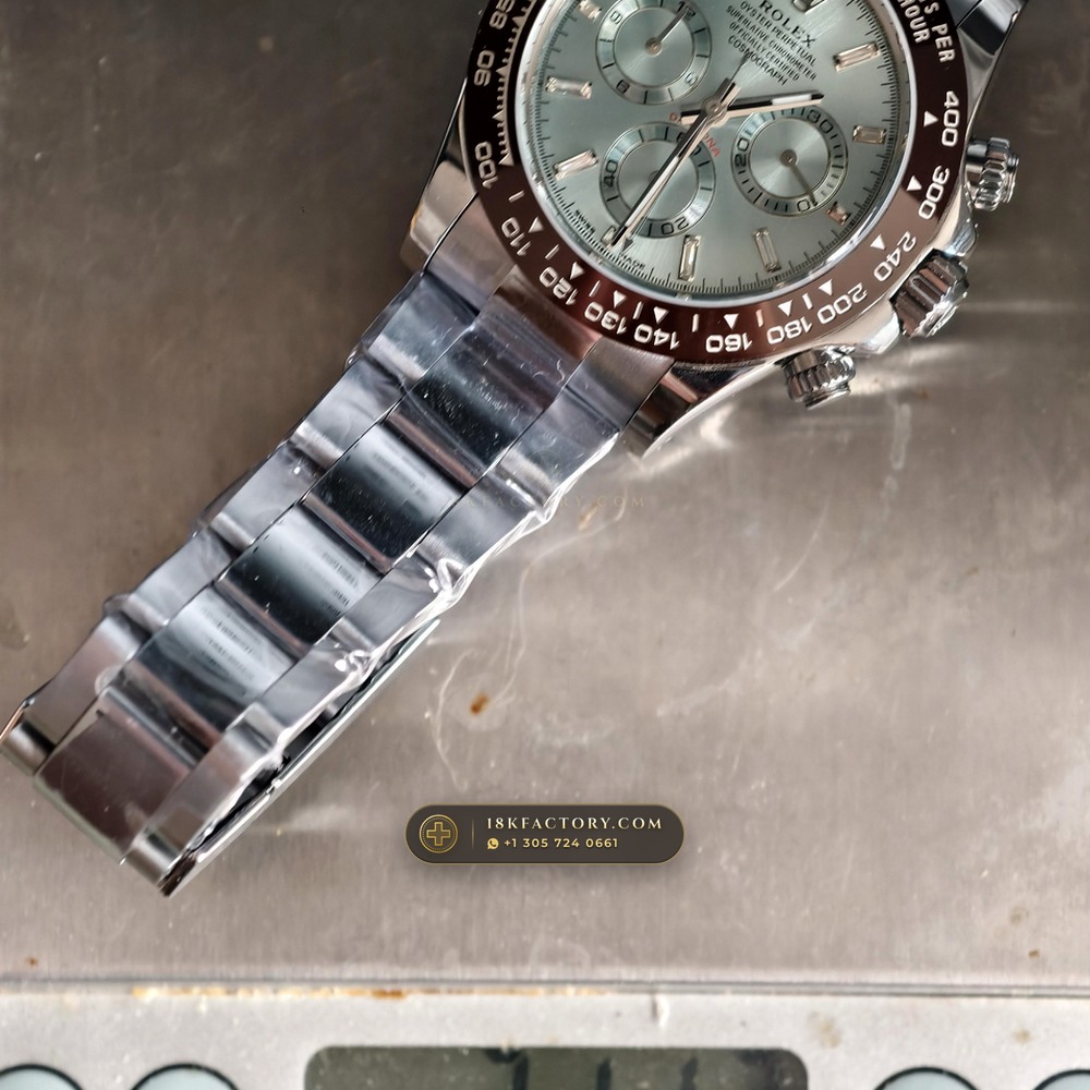 Rolex Cosmograph Daytona Platona Ice-Blue Baguette Diamond Dial 950 Platinum Ref. 116506 — XRF Certified Edition — Studio Gallery Plate VIII in 950 Platinum Pt950 (282.0g Verified Mass, Rolex Manufacture Cal. 4130 - 72h Power Reserve)