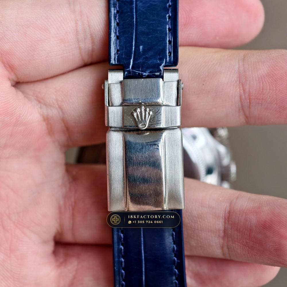 Rolex Cosmograph Daytona Blue Sodalite Stone Dial 18K White Gold Ref. 116589SACI — XRF Certified Edition — Studio Gallery Plate VII in 18K White Gold Au750 (153.2g Verified Mass, Rolex Manufacture Cal. 4130 - 72h Power Reserve)