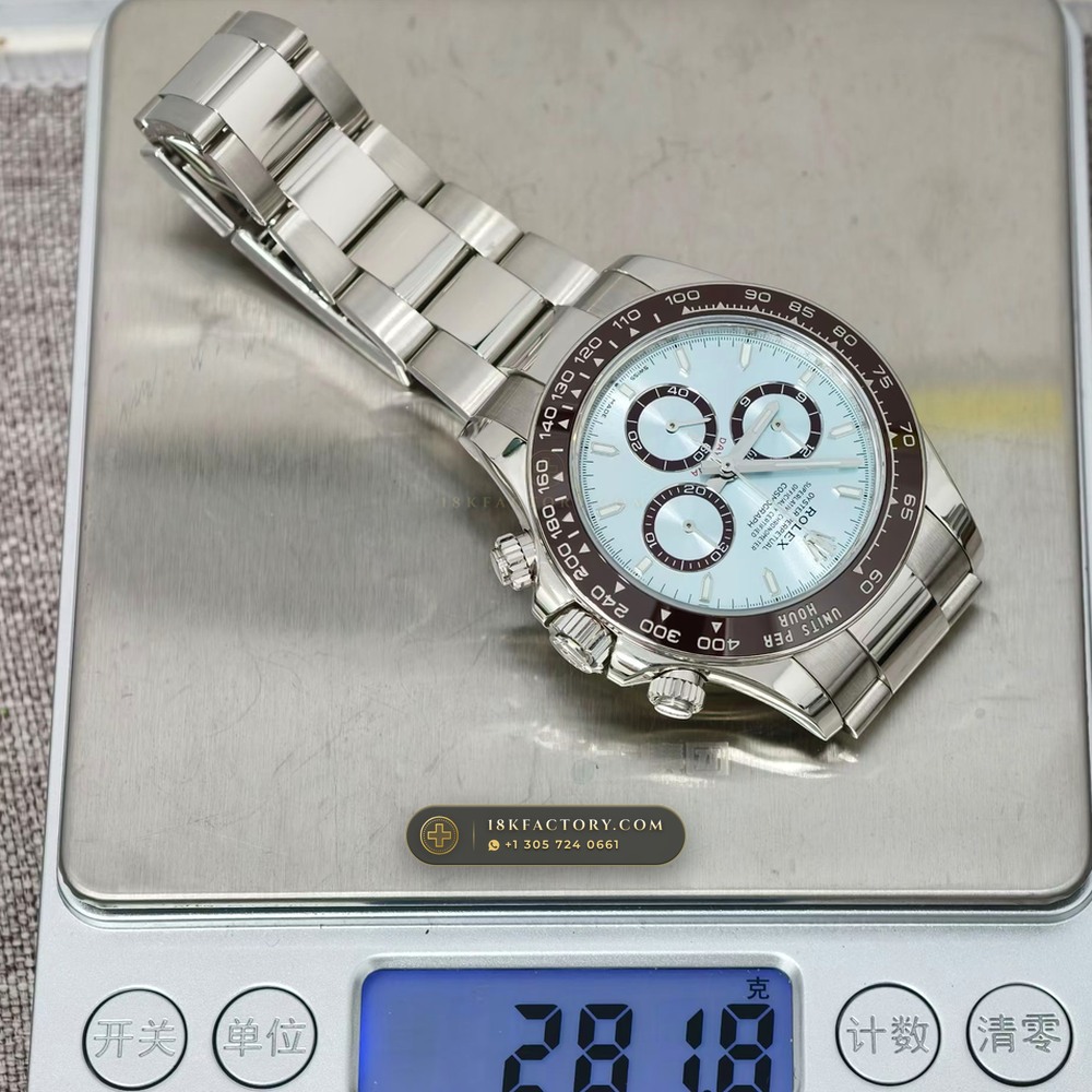 Rolex Cosmograph Daytona Platona Ice-Blue & Chestnut Cerachrom 950 Platinum Ref. 126506 — XRF Certified Edition — Studio Gallery Plate VIII in 950 Platinum Pt950 (282.0g Verified Mass, Rolex Manufacture Cal. 4131 - 72h Power Reserve)