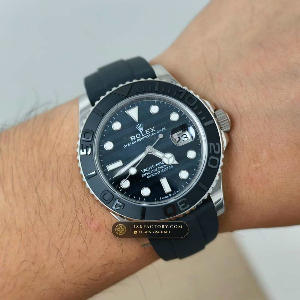 Rolex Yacht-Master 42 Natural Falcon Eye Stone Dial 18K White Gold Ref. 226659 — XRF Certified Edition — Studio Gallery Plate VIII in 18K White Gold Au750 (170.2g Verified Mass, Rolex Manufacture Cal. 3235 - 70h Power Reserve)