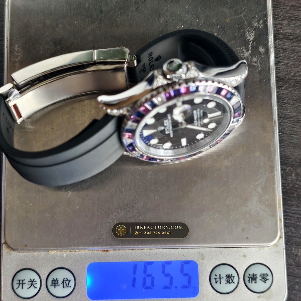 Rolex Yacht-Master 40 Cotton Candy Pink & Blue Sapphire Bezel 18K White Gold Ref. 126679SABR — XRF Certified Edition — Studio Gallery Plate VIII in 18K White Gold Au750 (178.6g Verified Mass, Rolex Manufacture Cal. 3235 - 70h Power Reserve)