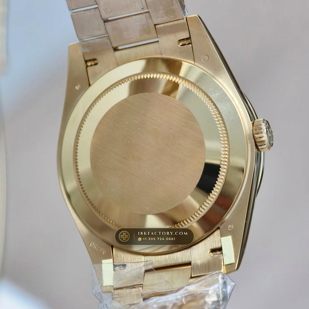 Rolex Day-Date 40 Iridescent Natural Mother-of-Pearl Dial Diamond-Set Bezel 18K Yellow Gold Ref. 228348RBR — XRF Certified Edition — Studio Gallery Plate VII in 18K Yellow Gold Au750 (210.3g Verified Mass, Rolex Manufacture Cal. 3255 - 70h Power Reserve)