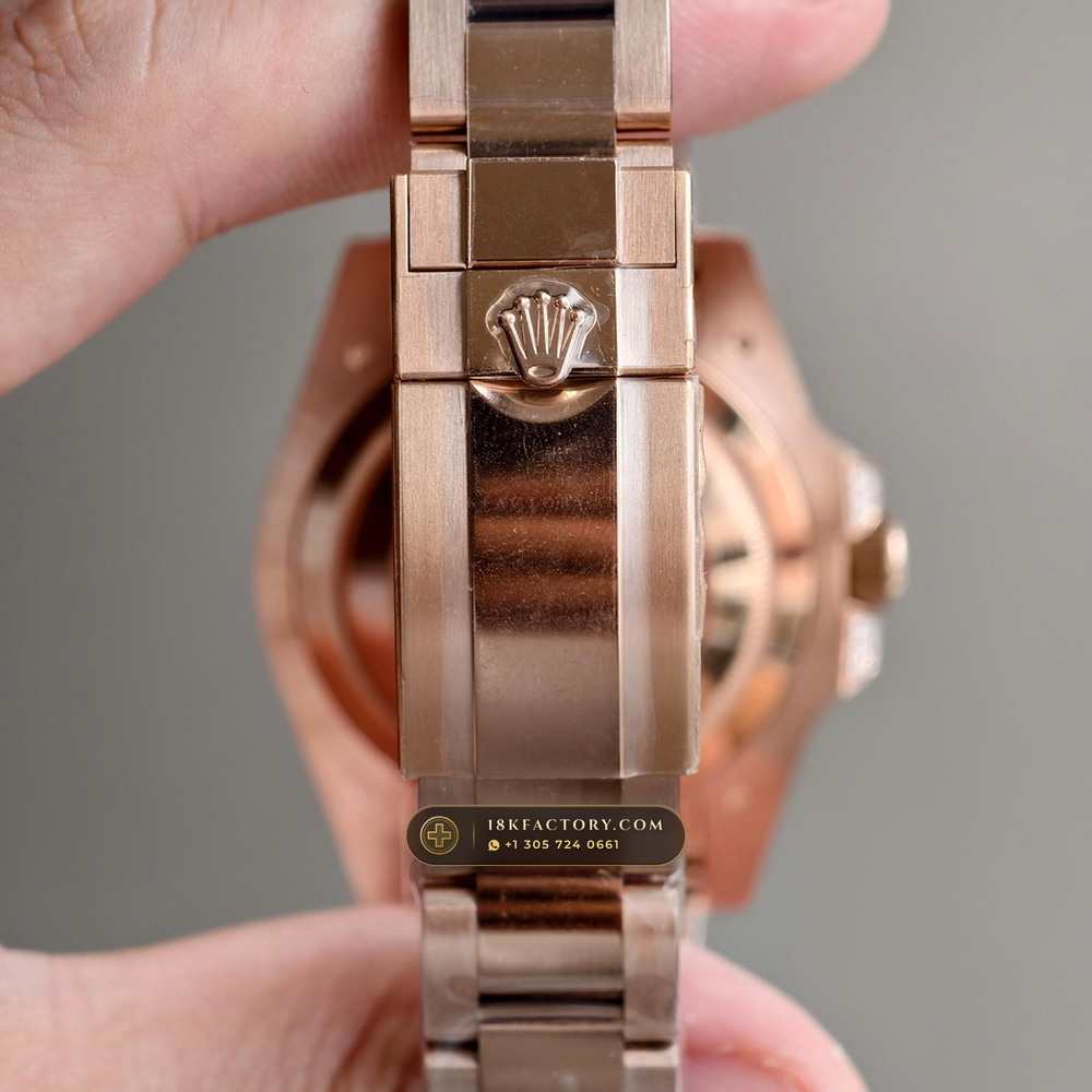 Rolex GMT-Master II Diamond-Set Bezel 18K Everose Gold Ref. 126755SARU — XRF Certified Edition — Studio Gallery Plate VIII in 18K Rose Gold Au750 (225.3g Verified Mass, Rolex Manufacture Cal. 3285 - 70h Power Reserve)