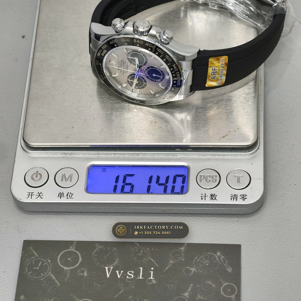 Rolex Cosmograph Daytona Ghost Slate Grey Dial 18K White Gold Ref. 126519LN — XRF Certified Edition — Studio Gallery Plate VIII in 18K White Gold Au750 (160.8g Verified Mass, Rolex Manufacture Cal. 4131 - 72h Power Reserve)