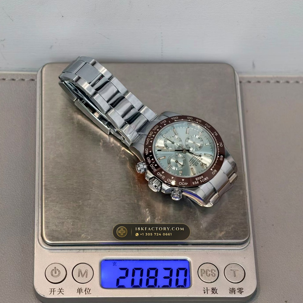 Rolex Cosmograph Daytona Ice-Blue Sunray Dial 950 Platinum Ref. 116506 — XRF Certified Edition — Studio Gallery Plate VII in 950 Platinum Pt950 (281.9g Verified Mass, Rolex Manufacture Cal. 4130 - 72h Power Reserve)