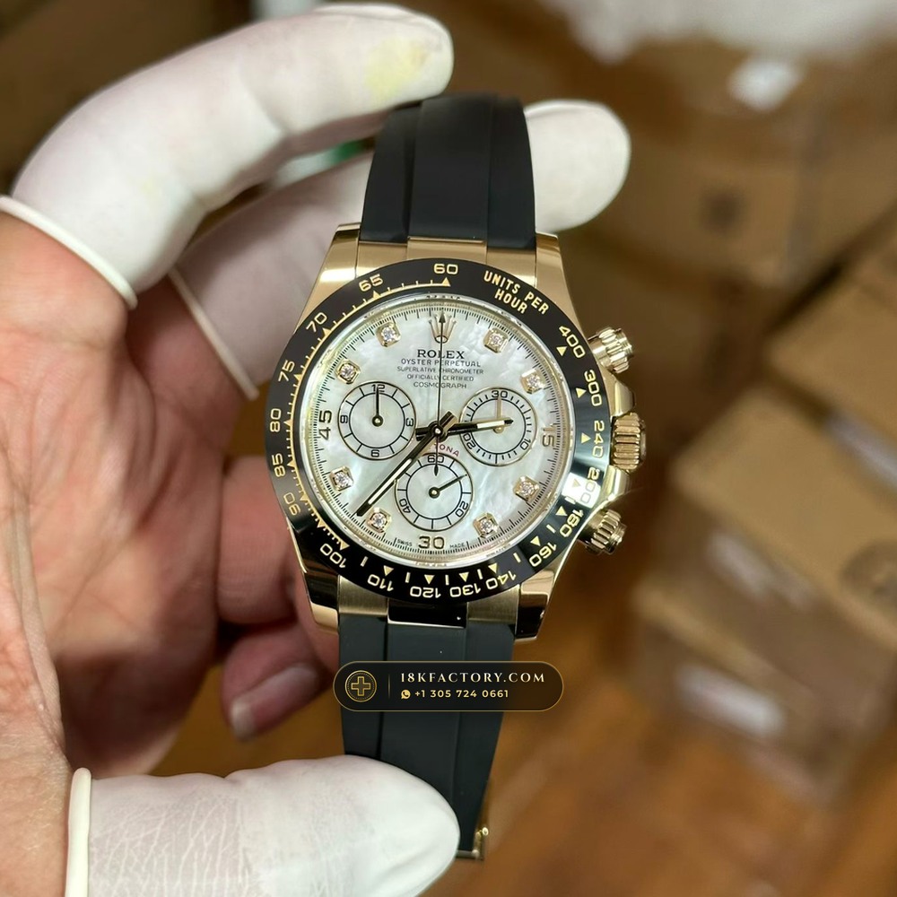 Rolex Cosmograph Daytona Iridescent Natural Mother-of-Pearl Dial 18K Yellow Gold Ref. 116518 — XRF Certified Edition — Studio Gallery Plate VII in 18K Yellow Gold Au750 (160.9g Verified Mass, Rolex Manufacture Cal. 4130 - 72h Power Reserve)