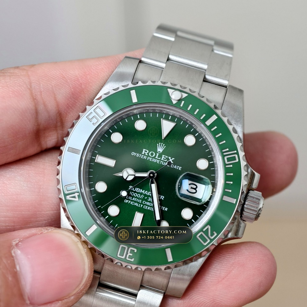 Rolex Submariner Date Hulk Sunburst Green Dial Ref. 116610LV — XRF Certified Edition — Studio Gallery Plate VII in 904L Stainless Steel Custom Architecture (156.7g Verified Mass, Rolex Manufacture Cal. 3135)