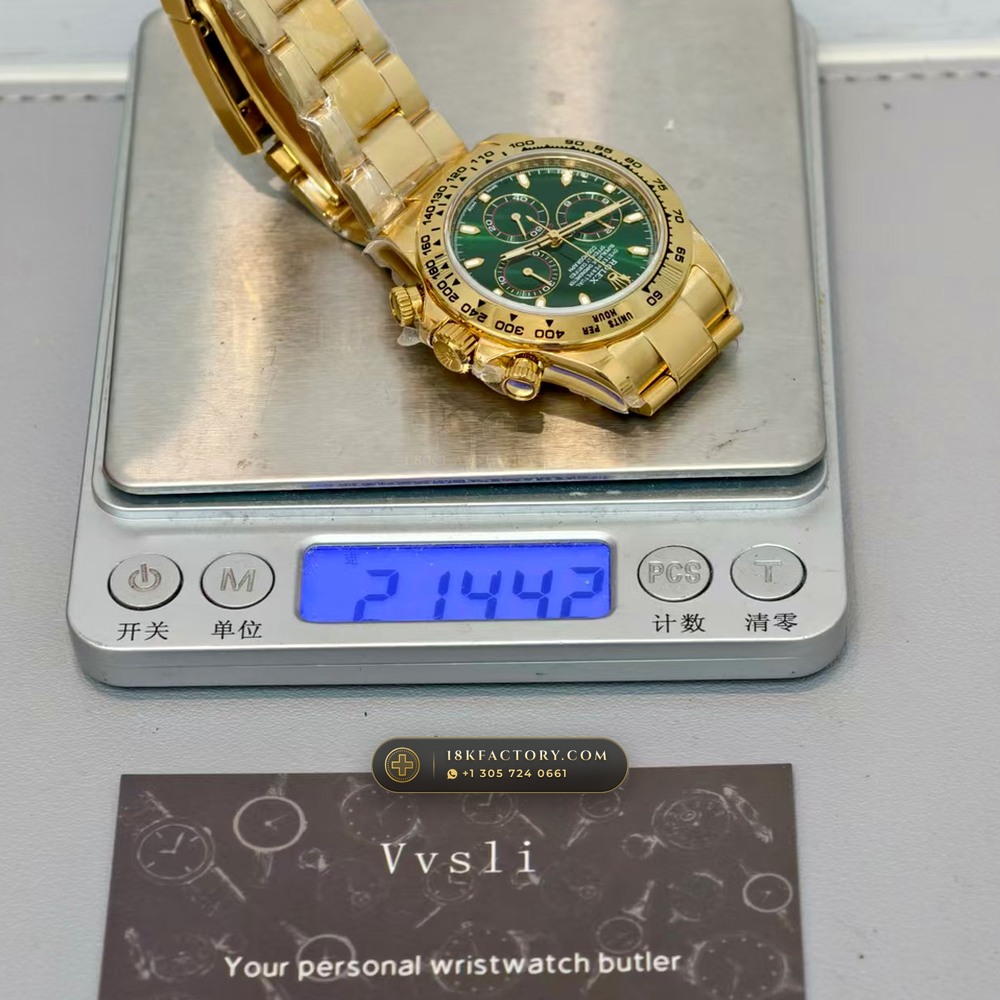 Rolex Cosmograph Daytona John Mayer Emerald Dial 18K Yellow Gold Geneva Atelier Spec Ref. 116508 — XRF Certified Edition — Studio Gallery Plate IX in 18K Yellow Gold Au750 (216.7g Verified Mass, Rolex Manufacture Cal. 4130 - 72h Power Reserve)
