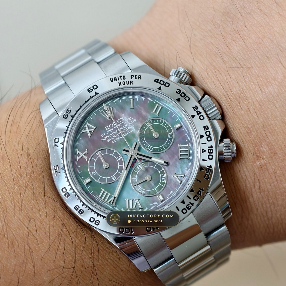 Rolex Cosmograph Daytona Tahitian Mother-of-Pearl Dial 18K White Gold Ref. 126509 — XRF Certified Edition — Studio Gallery Plate XII in 18K White Gold Au750 (216.7g Verified Mass, Rolex Manufacture Cal. 4131 - 72h Power Reserve)