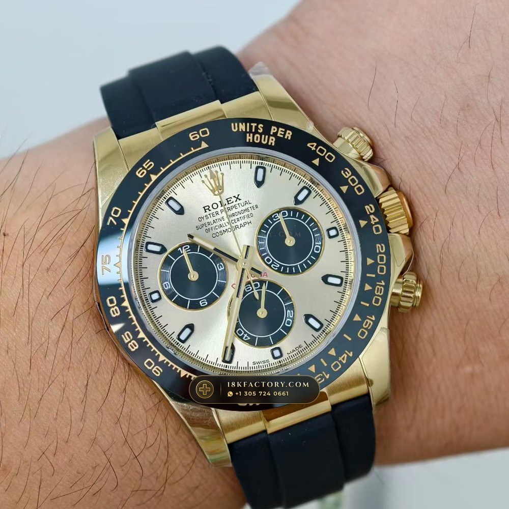 Rolex Cosmograph Daytona 18K Yellow Gold Geneva Atelier Spec Ref. 116518LN — XRF Certified Edition — Studio Gallery Plate VIII in 18K Yellow Gold Au750 (160.7g Verified Mass, Rolex Manufacture Cal. 4130 - 72h Power Reserve)