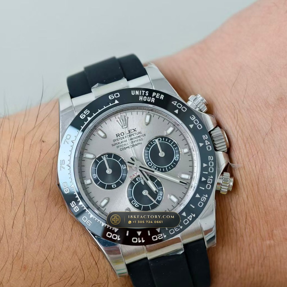 Rolex Cosmograph Daytona 18K White Gold Ref. 116519LN — XRF Certified Edition — Studio Gallery Plate VII in 18K White Gold Au750 (160.5g Verified Mass, Rolex Manufacture Cal. 4130 - 72h Power Reserve)