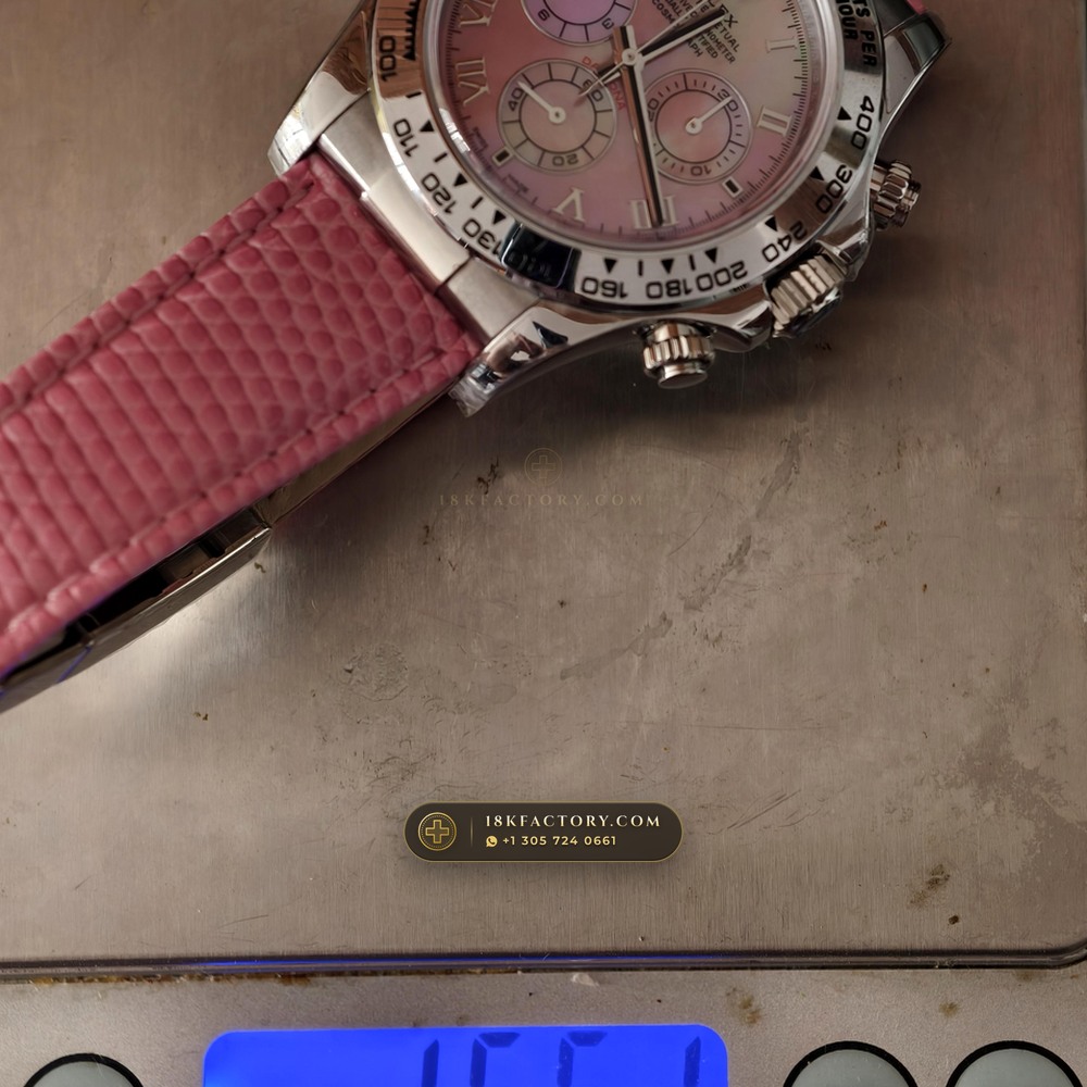 Rolex Cosmograph Daytona Beach Chrysoprase Green Mother-of-Pearl 18K White Gold Ref. 116519 — XRF Certified Edition — Studio Gallery Plate IX in 18K White Gold Au750 (138.5g Verified Mass, Rolex Manufacture Cal. 4130 - 72h Power Reserve)