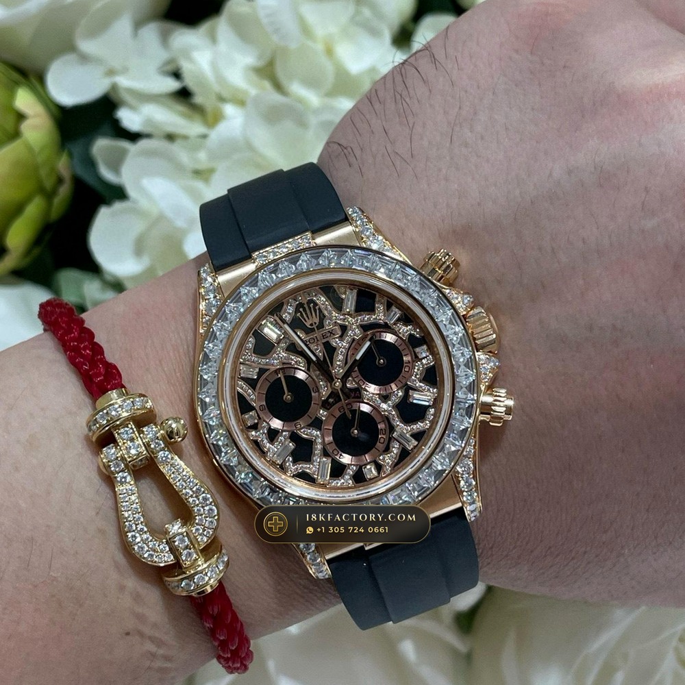 Rolex Cosmograph Daytona Giraffe Off-Catalogue Diamond Edition 18K Everose Gold Geneva Atelier Spec Ref. 126555TBR — XRF Certified Edition — Studio Gallery Plate VIII in 18K Rose Gold Au750 (216.3g Verified Mass, Rolex Manufacture Cal. 4131 - 72h Power Reserve)