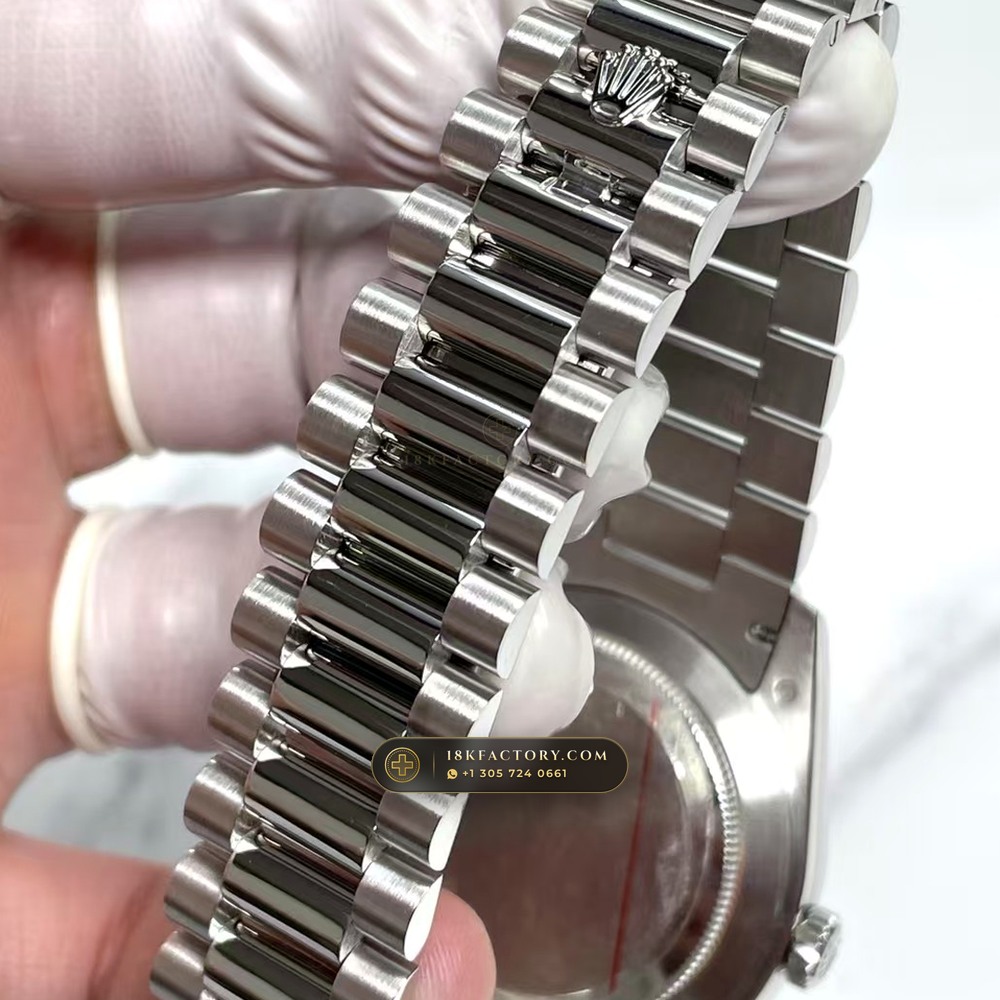 Rolex Day-Date 40 Ice-Blue Sunray Dial 950 Platinum Ref. 228206 — XRF Certified Edition — Studio Gallery Plate IX in 950 Platinum Pt950 (286.0g Verified Mass, Rolex Manufacture Cal. 3255 - 70h Power Reserve)