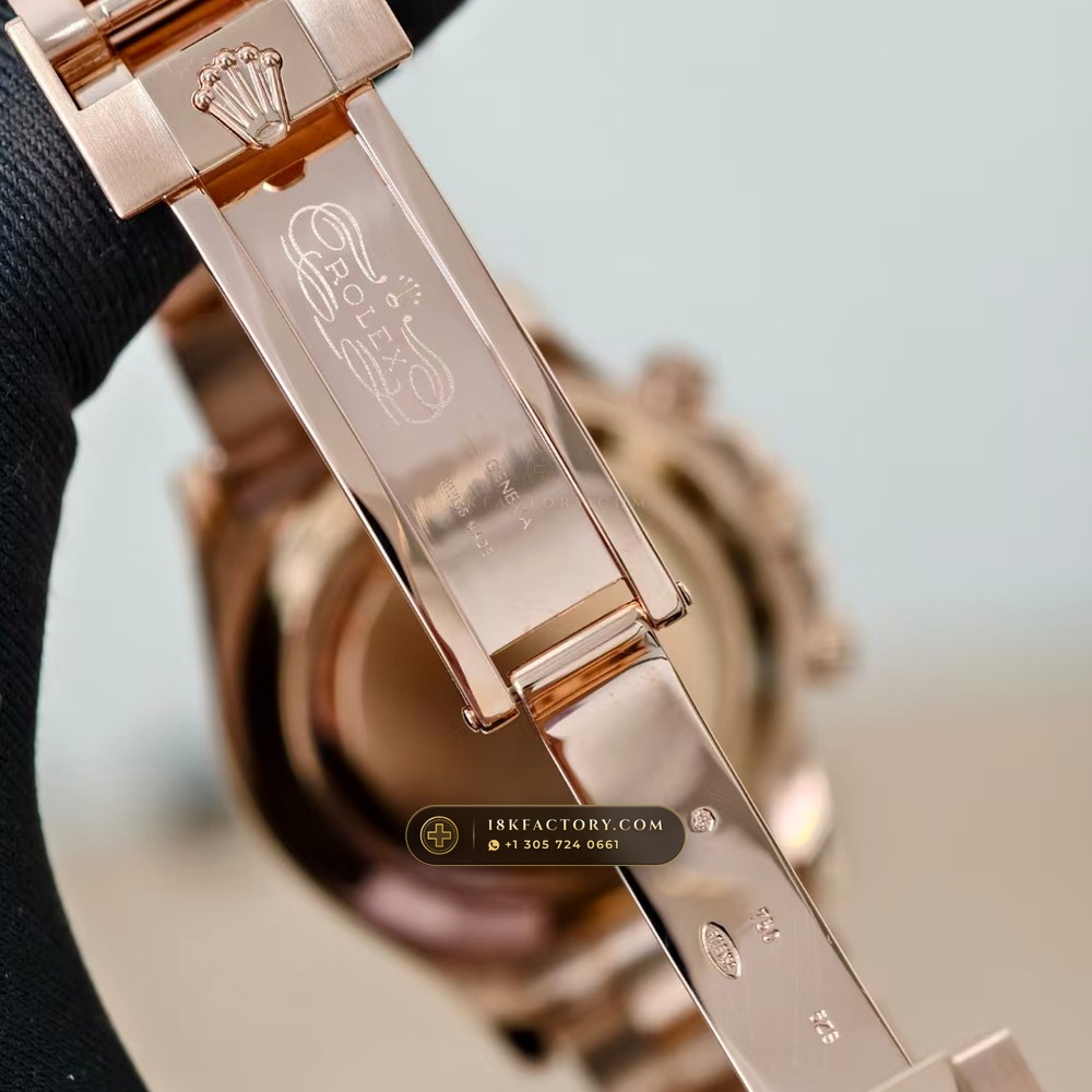 Rolex Cosmograph Daytona 18K Everose Gold Sapphire Caseback Spec Ref. 116505 (Ref. 116505) — Verified Mass 216.8g — Optical Macro Plate 3 (Ultra-Thin Engineering in Patek Philippe Calibre 324 S C and 240 PS Micro-Rotor)